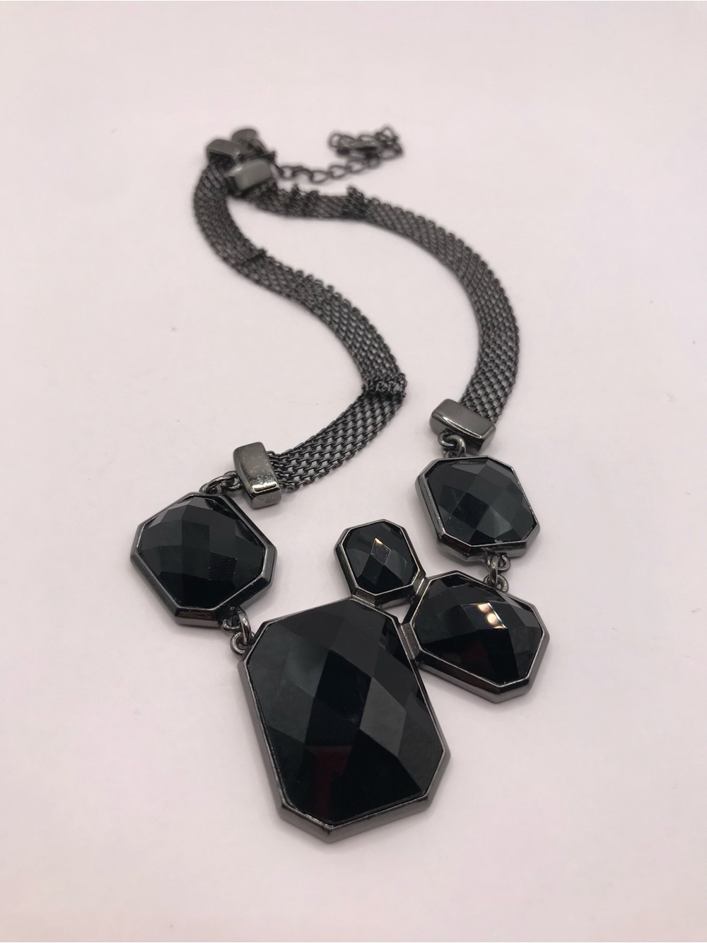 Lia Sophia Gunmetal & Black Faceted Statement Necklace - Picture 5 of 11